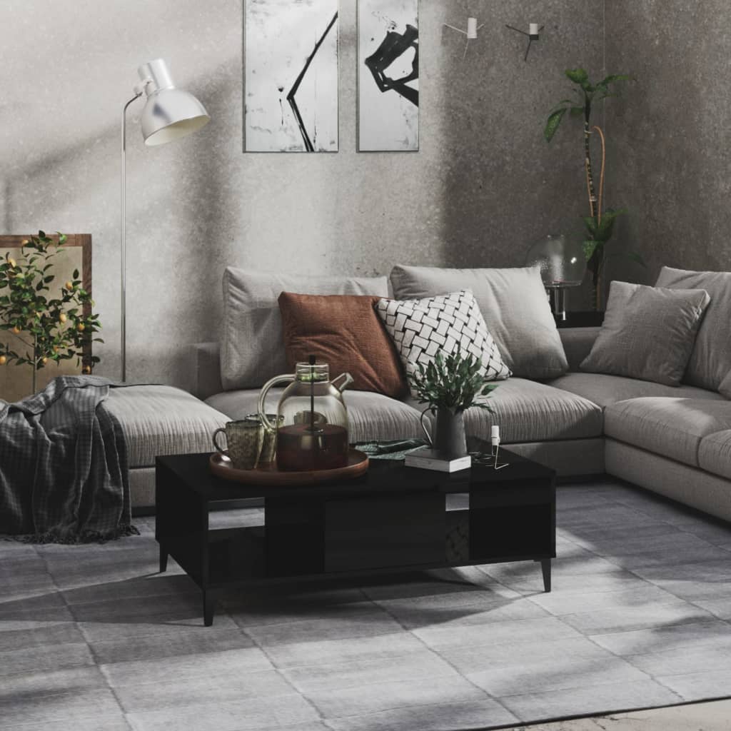 Salongbord høyglans svart 103,5x60x35 cm konstruert tre