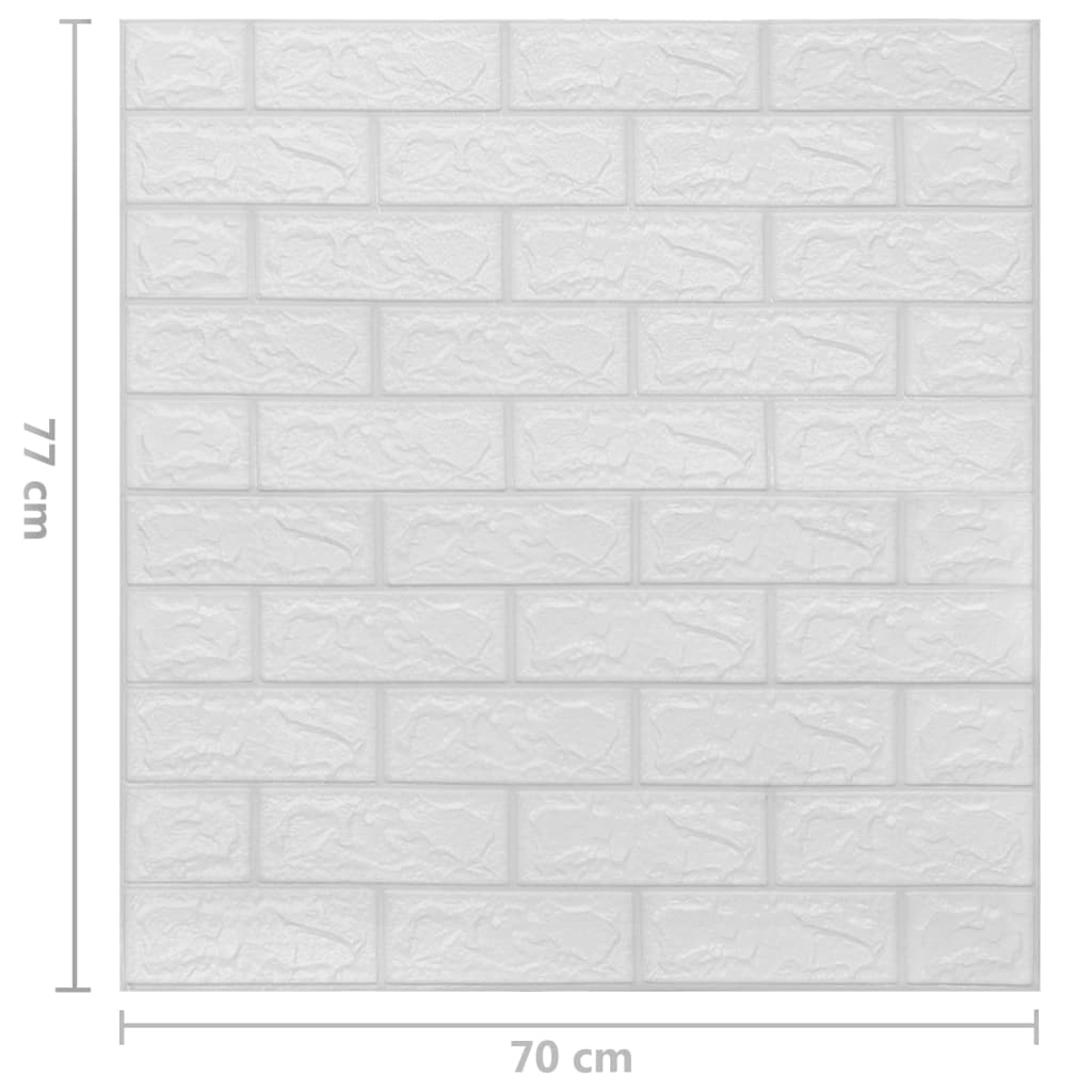 3D-tapet murstein selvklebende 10 stk hvit