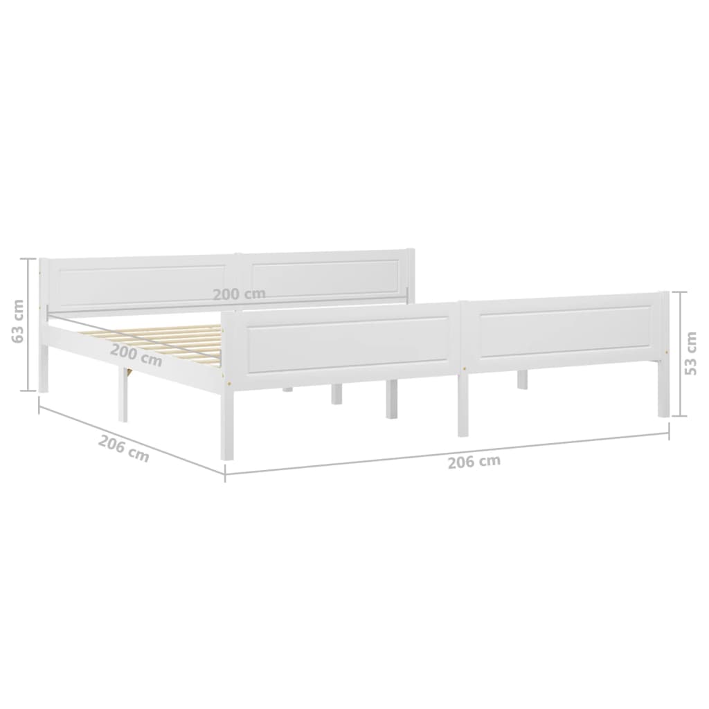 Sengeramme hvit heltre furu 200x200 cm