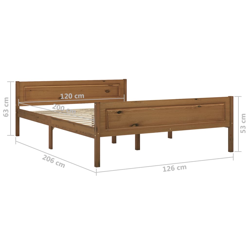 Sengeramme heltre furu honningbrun 120x200 cm