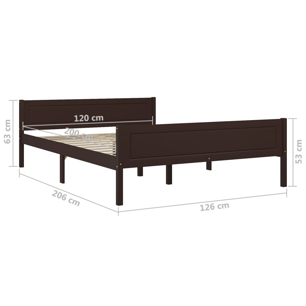 Sengeramme heltre furu mørkebrun 120x200 cm