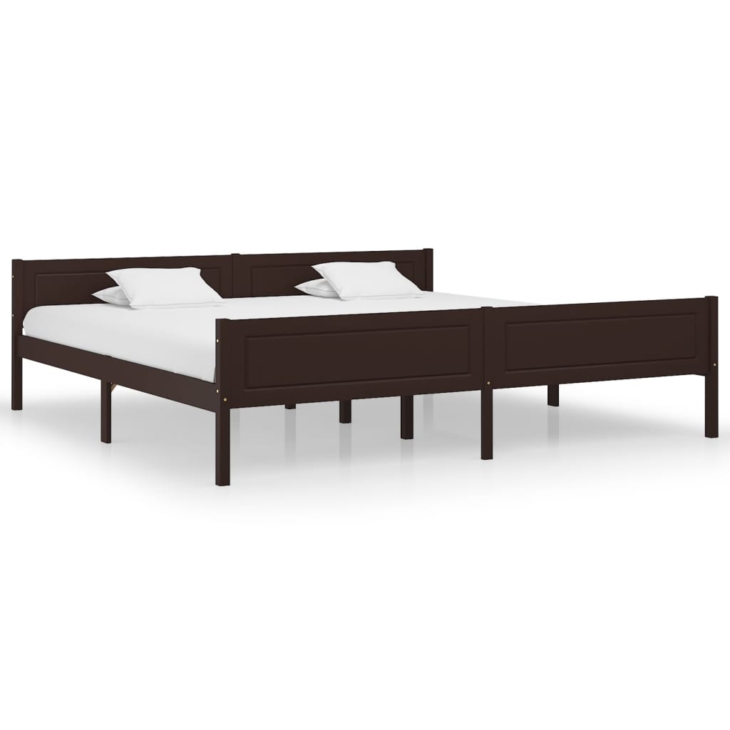 Sengeramme heltre furu mørkebrun 200x200 cm
