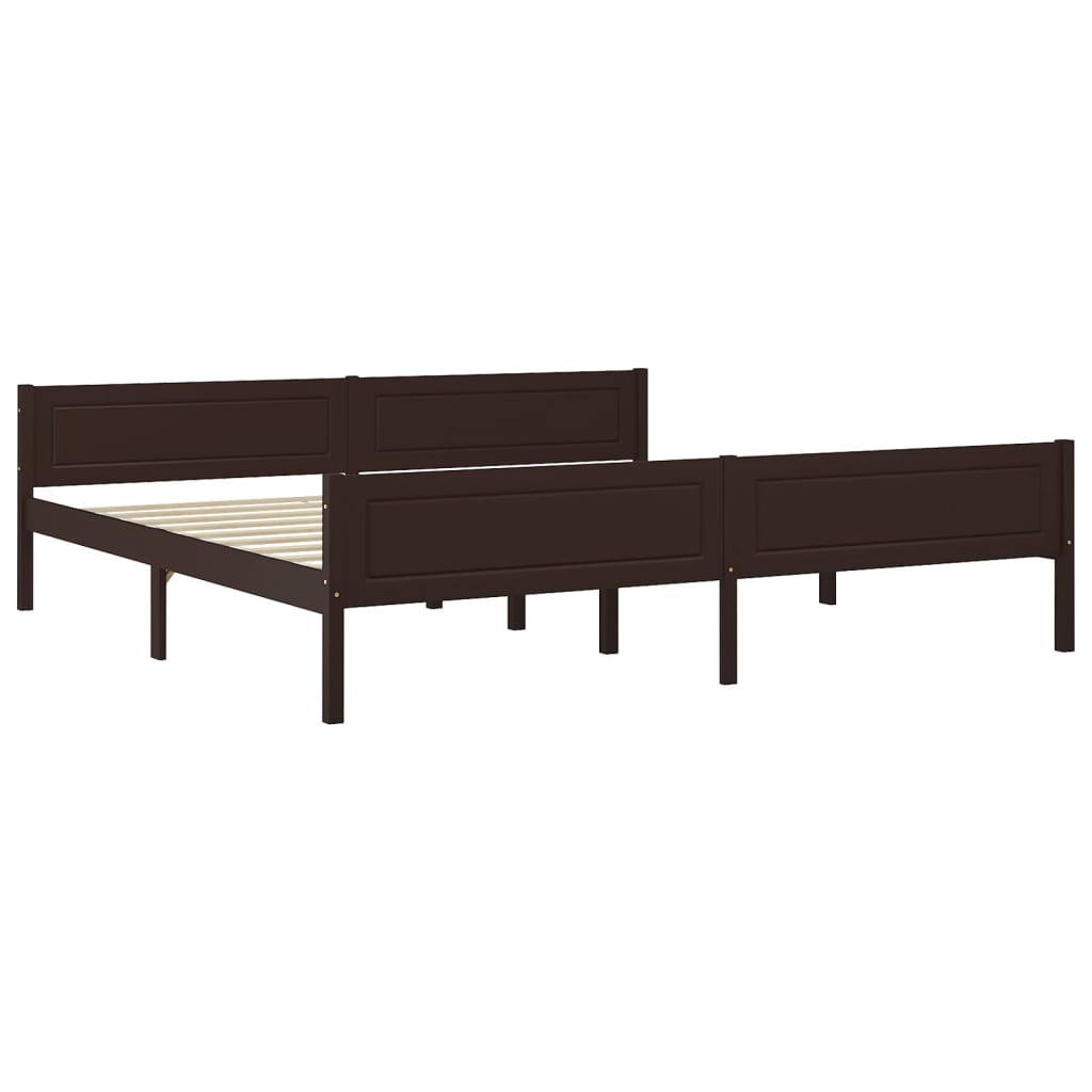 Sengeramme heltre furu mørkebrun 200x200 cm