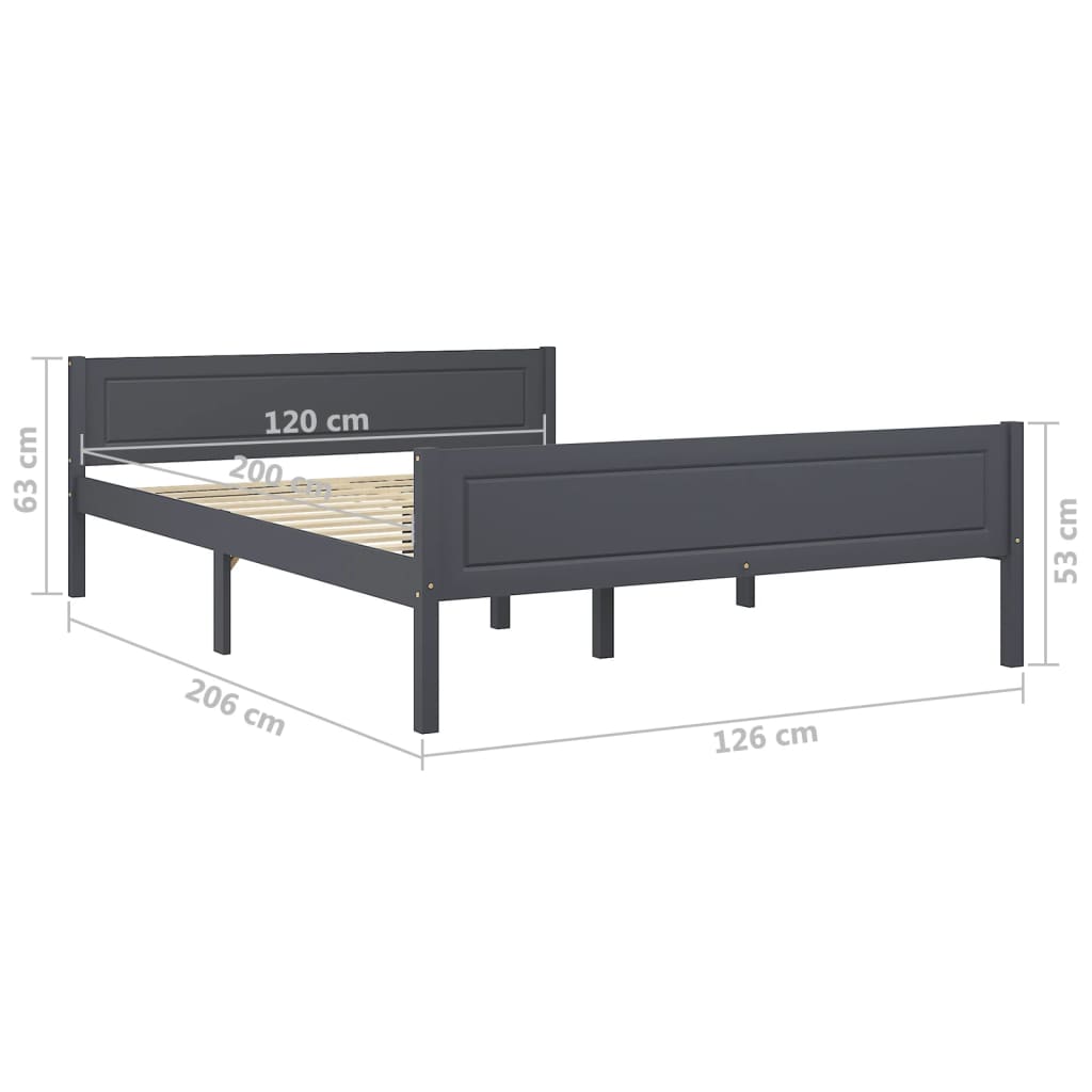 Sengeramme heltre furu grå 120x200 cm