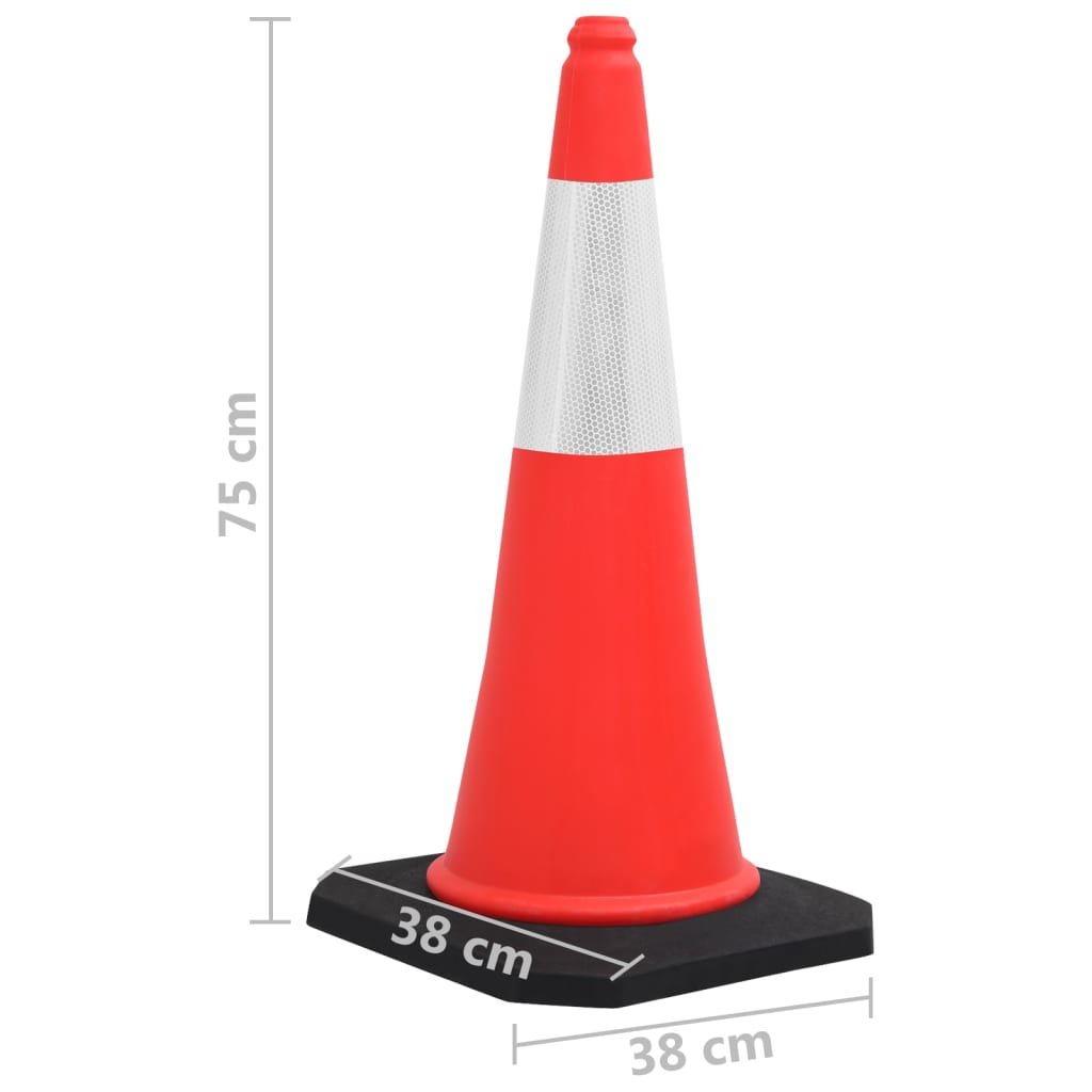 Reflekterende trafikkjegler med tunge bunner 4 stk 75 cm
