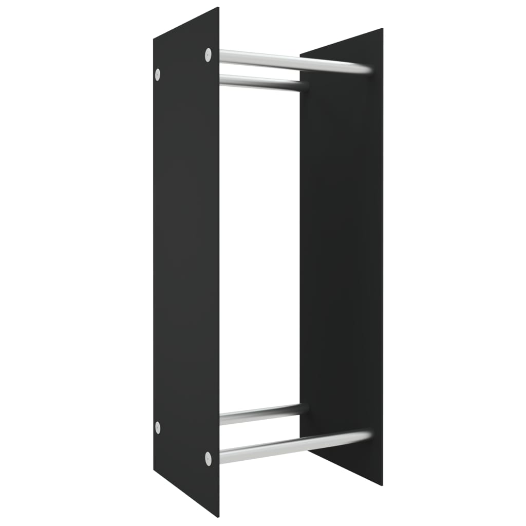 Vedstativ svart 40x35x100 cm herdet glass
