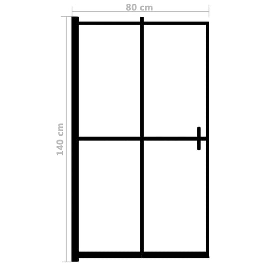 Leddet dusjdør ESG 80x140 cm svart