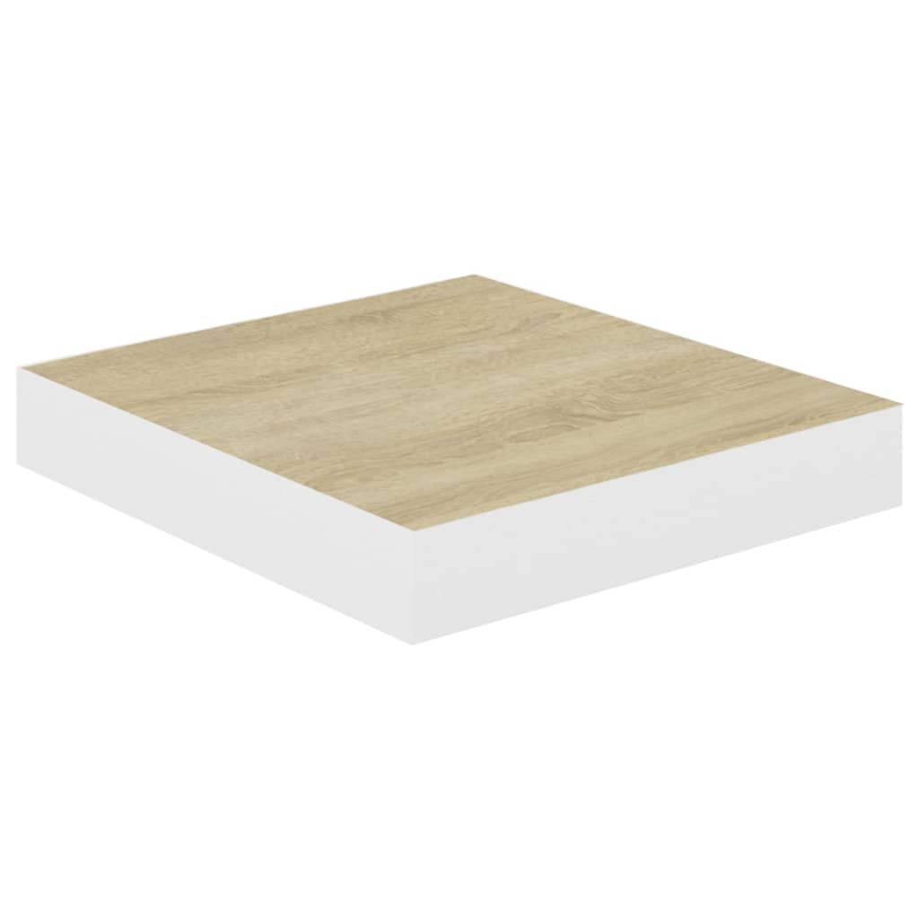 Flytende vegghylle eik og hvit 23x23,5x3,8 cm MDF