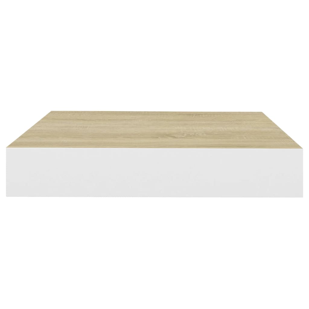 Flytende vegghylle eik og hvit 23x23,5x3,8 cm MDF