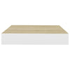 Flytende vegghylle eik og hvit 23x23,5x3,8 cm MDF