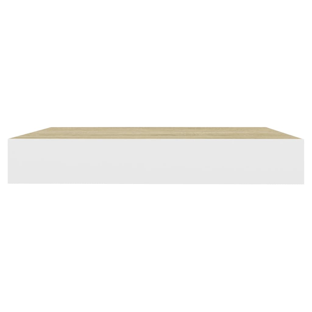 Flytende vegghylle eik og hvit 23x23,5x3,8 cm MDF