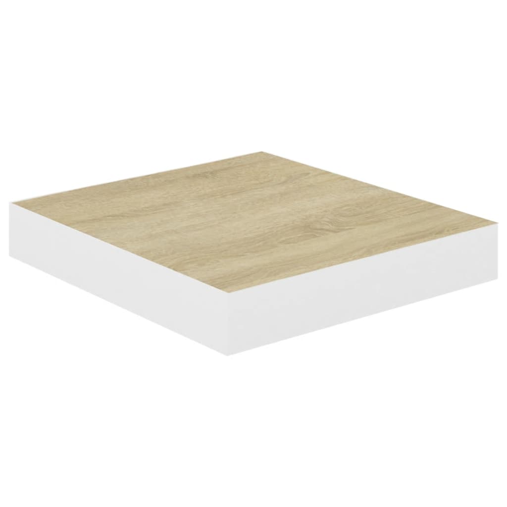 Flytende vegghyller 2 stk eik og hvit 23x23,5x3,8 cm MDF