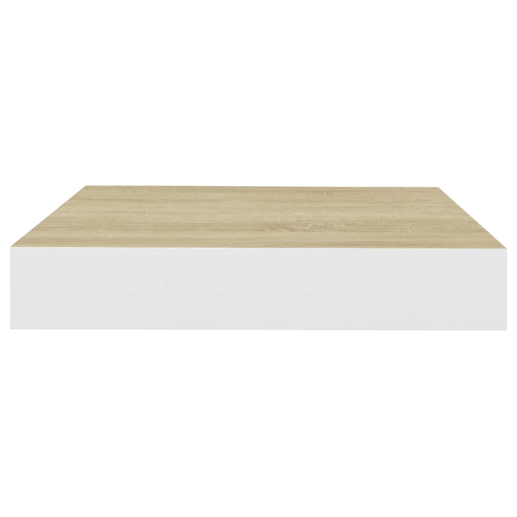 Flytende vegghyller 2 stk eik og hvit 23x23,5x3,8 cm MDF