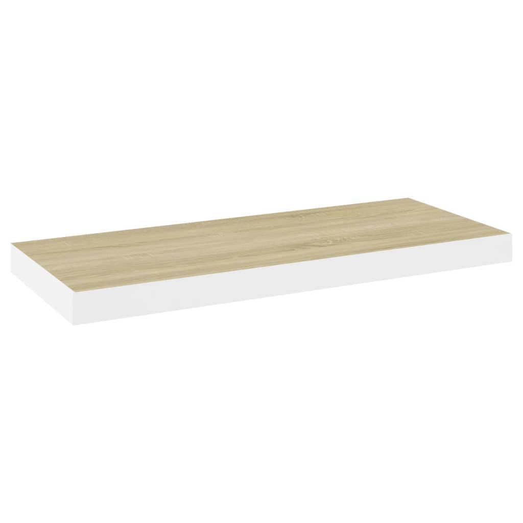 Flytende vegghyller 2 stk eik og hvit 60x23,5x3,8 cm MDF