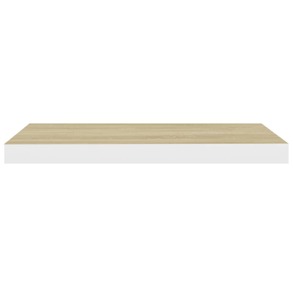 Flytende vegghyller 2 stk eik og hvit 60x23,5x3,8 cm MDF