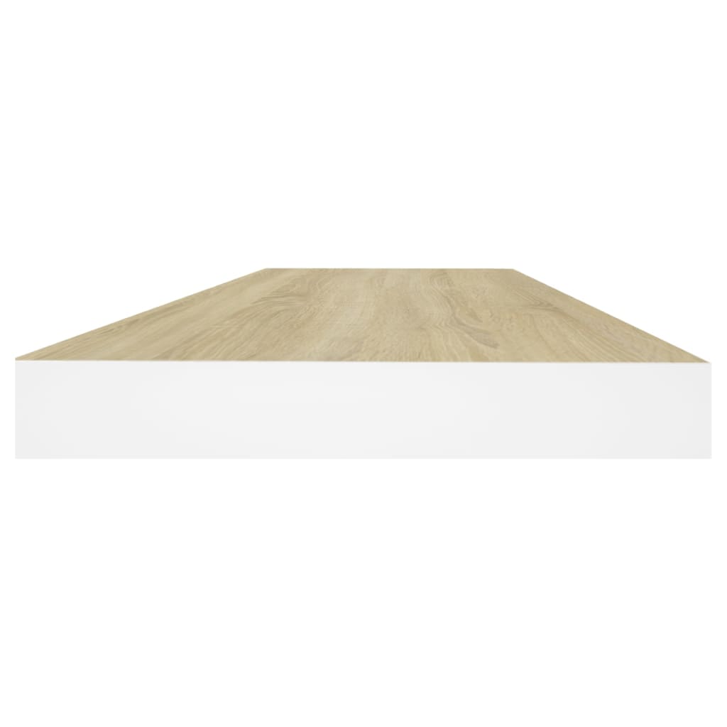 Flytende vegghyller 2 stk eik og hvit 60x23,5x3,8 cm MDF