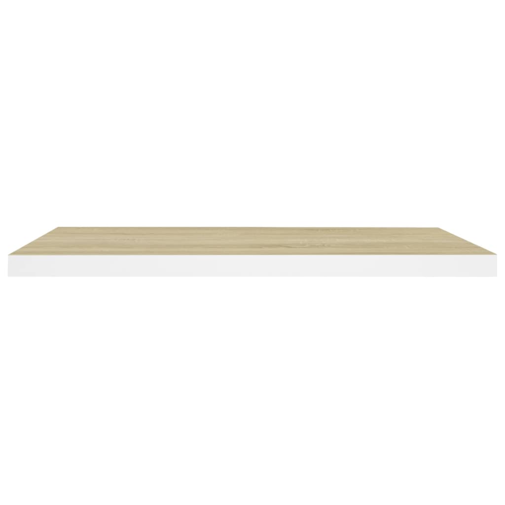 Flytende vegghyller 2 stk eik og hvit 80x23,5x3,8 cm MDF