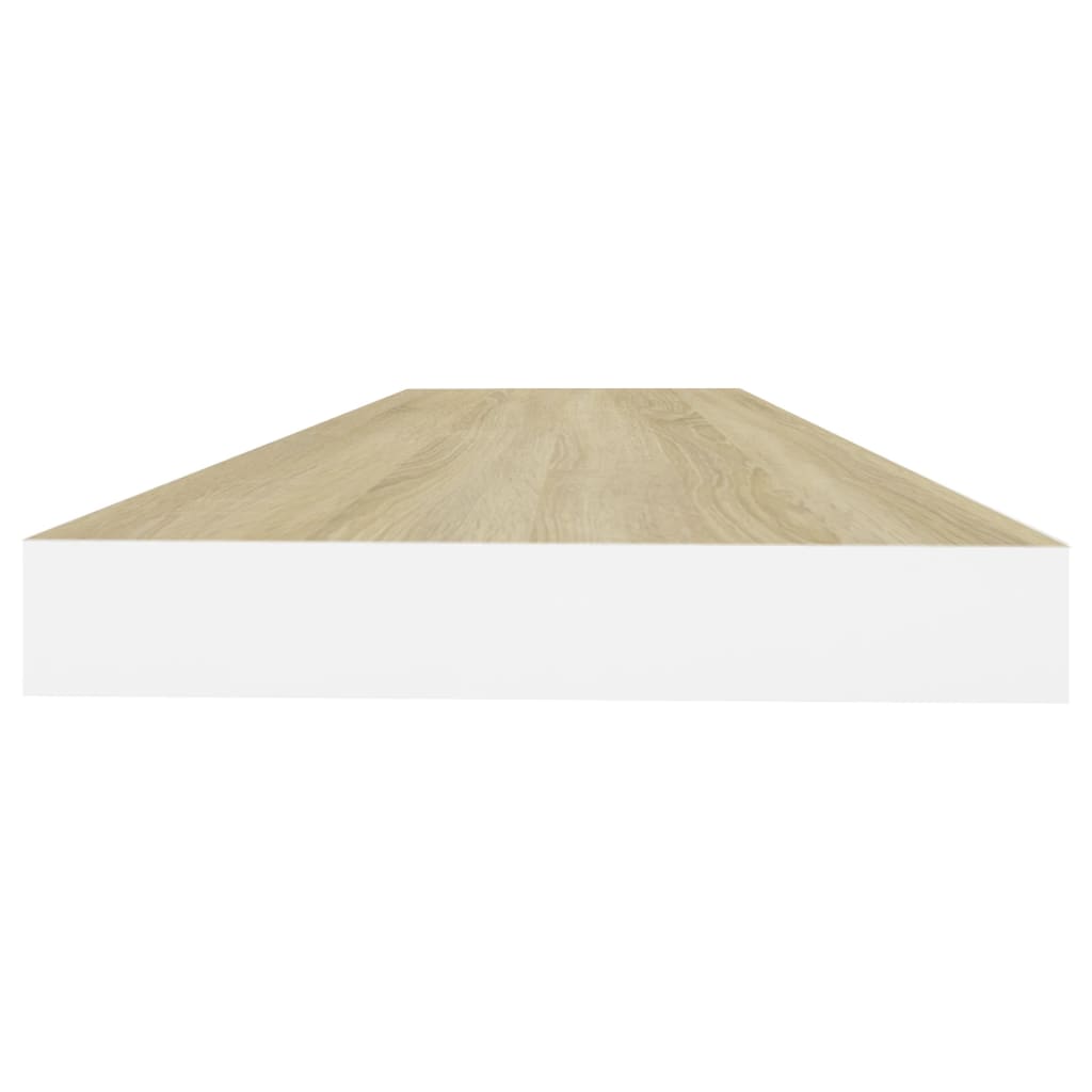 Flytende vegghyller 2 stk eik og hvit 80x23,5x3,8 cm MDF