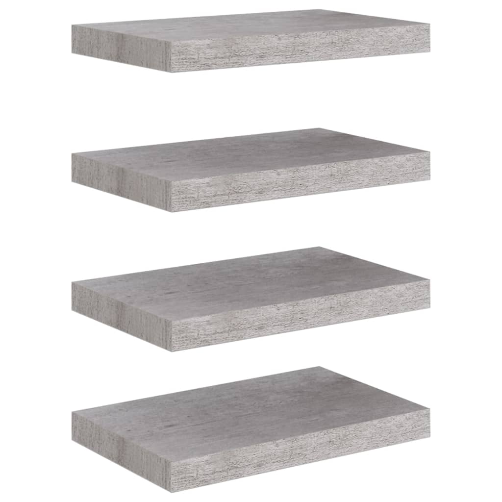 Flytende vegghyller 4 stk betonggrå 40x23x3,8 cm MDF