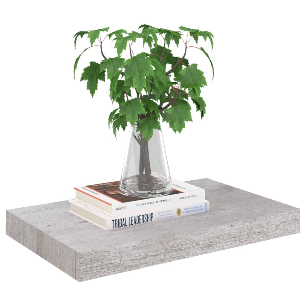 Flytende vegghyller 4 stk betonggrå 40x23x3,8 cm MDF