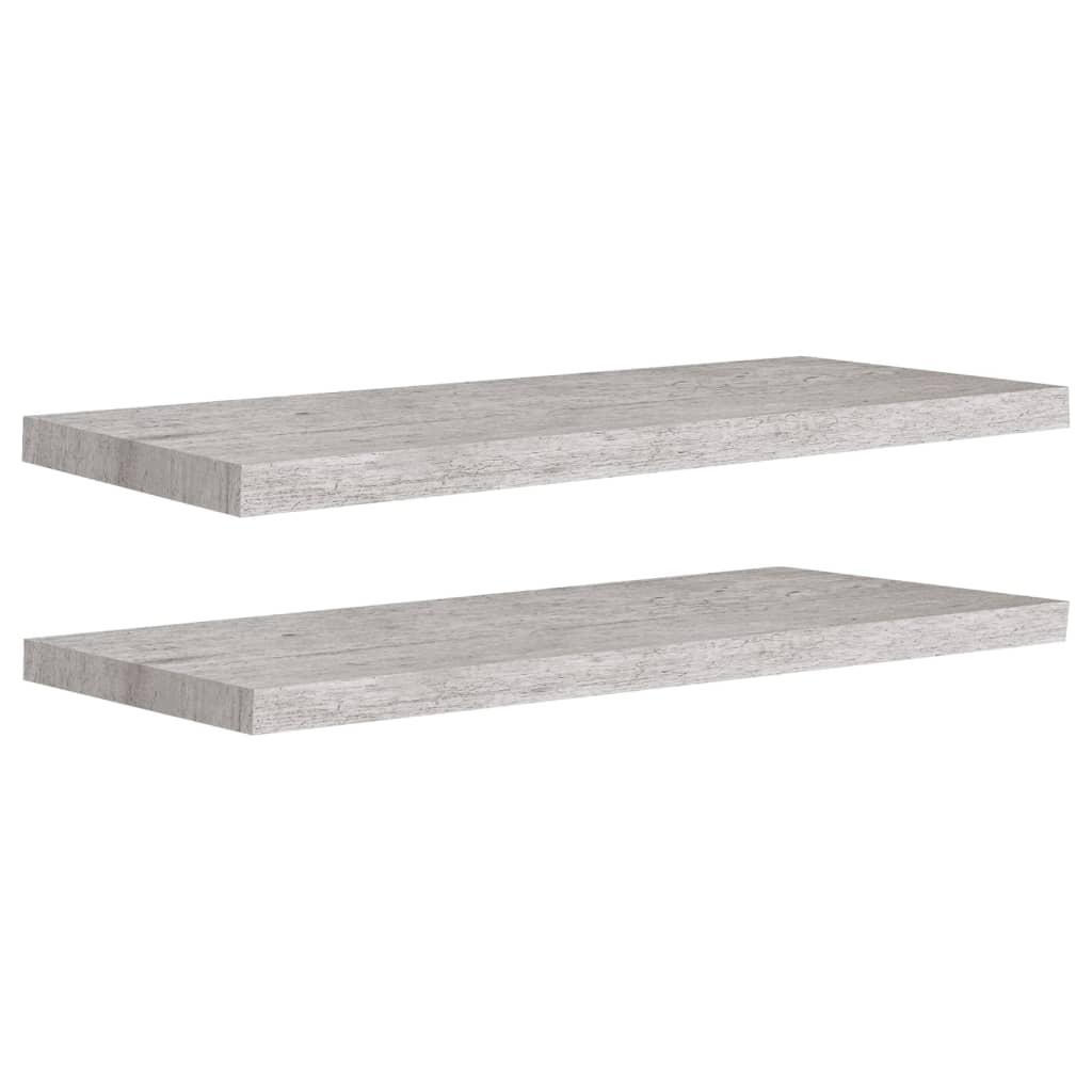 Flytende vegghyller 2 stk betonggrå 80x23,5x3,8 cm MDF