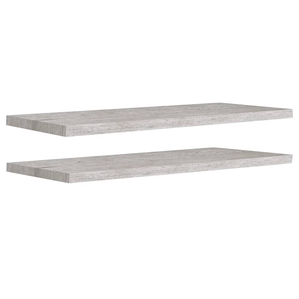 Flytende vegghyller 2 stk betonggrå 90x23,5x3,8 cm MDF