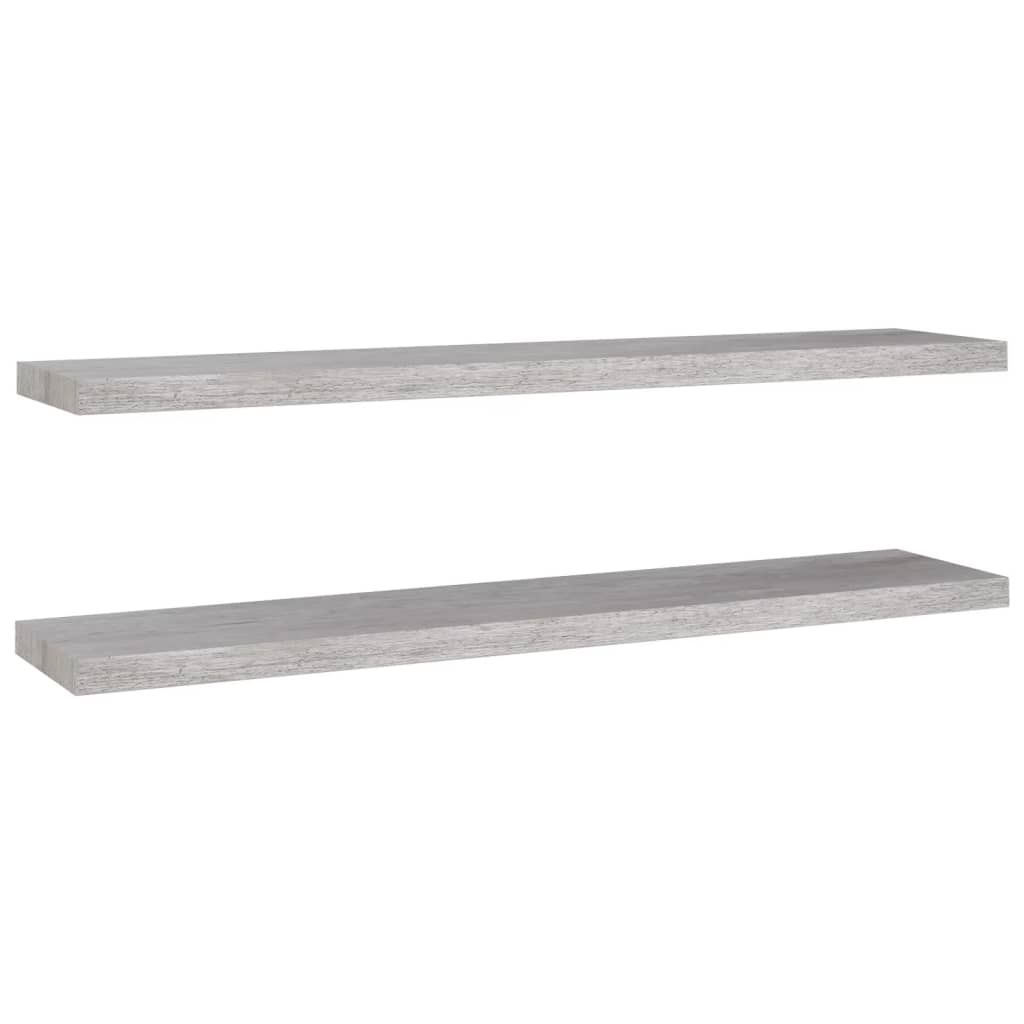 Flytende vegghyller 2 stk betonggrå 120x23,5x3,8 cm MDF