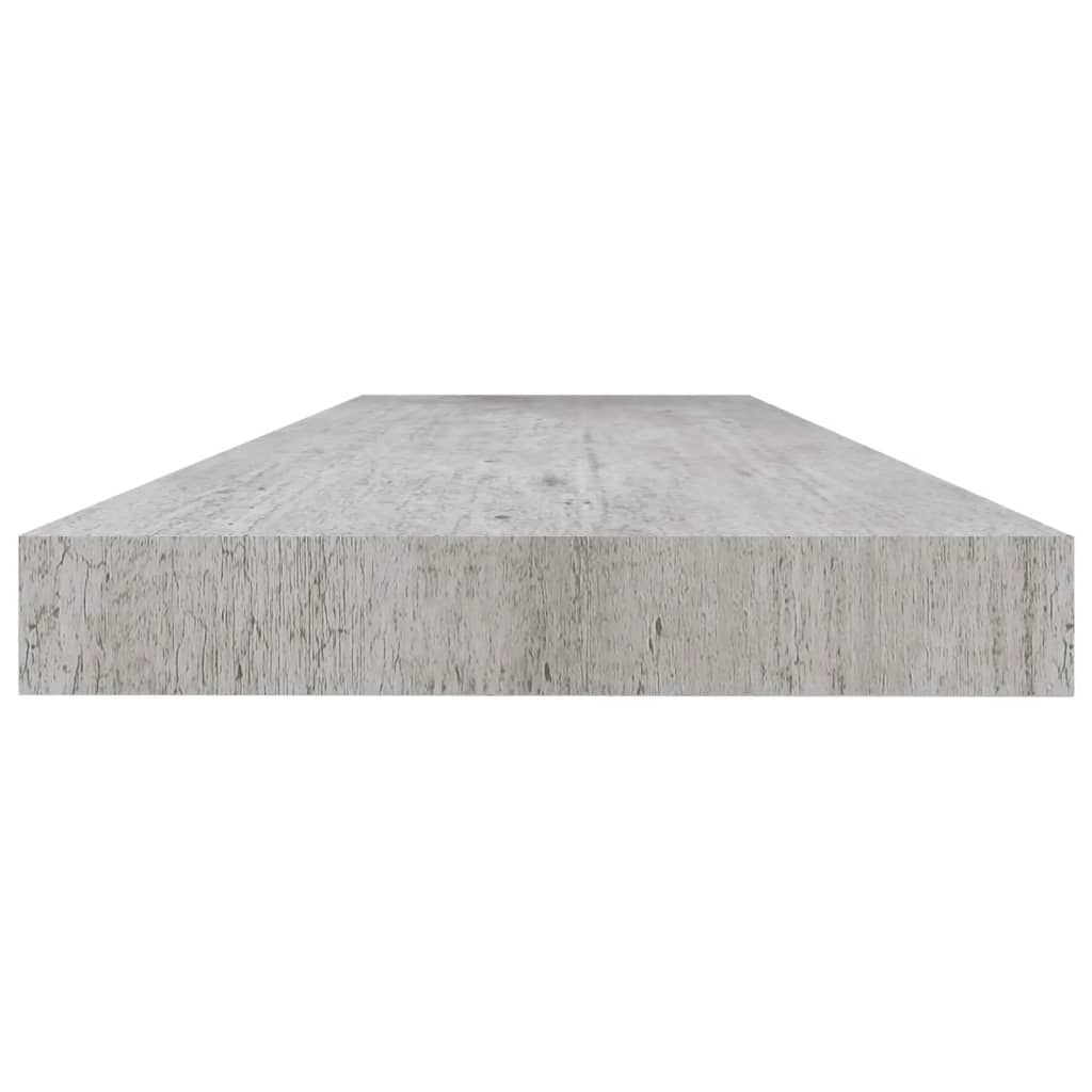 Flytende vegghyller 2 stk betonggrå 120x23,5x3,8 cm MDF