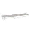 Flytende vegghyller 2 stk betonggrå 120x23,5x3,8 cm MDF