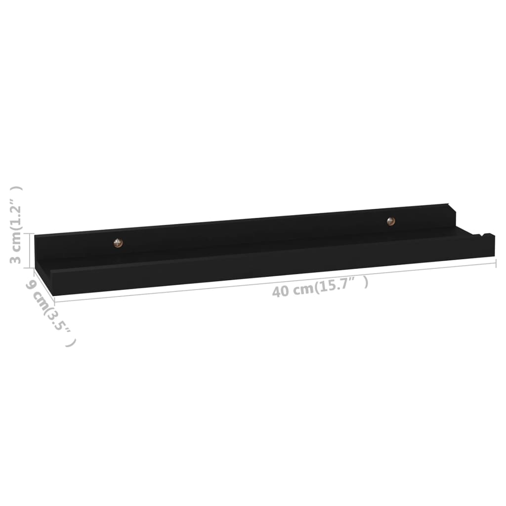 Vegghyller 4 stk svart 40x9x3 cm