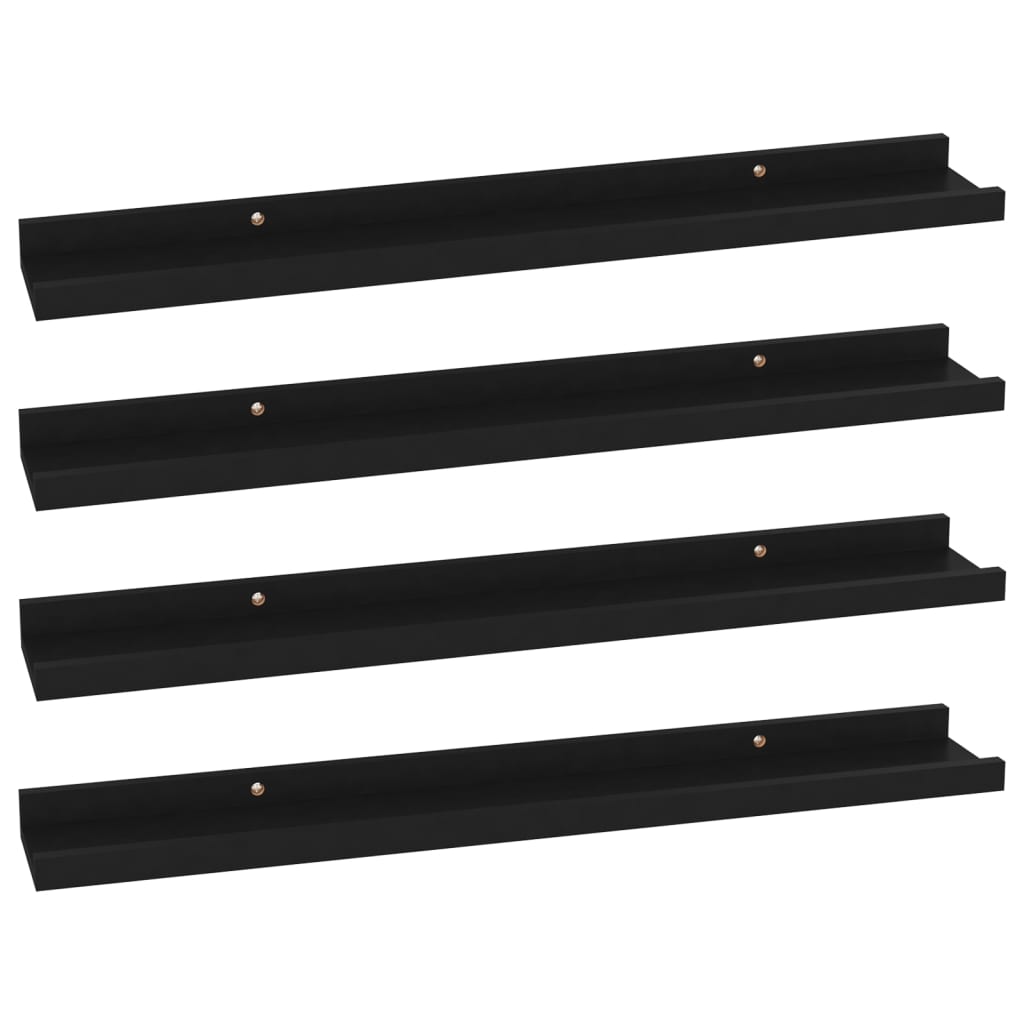 Vegghyller 4 stk svart 60x9x3 cm