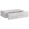 Veggmonterte skuffehyller 2 stk betonggrå 40x23,5x10 cm MDF
