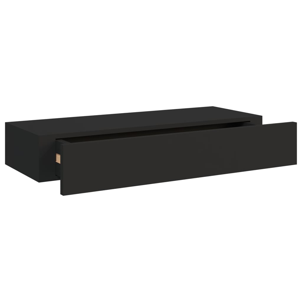 Veggmontert skuffehylle svart 60x23,5x10 cm MDF