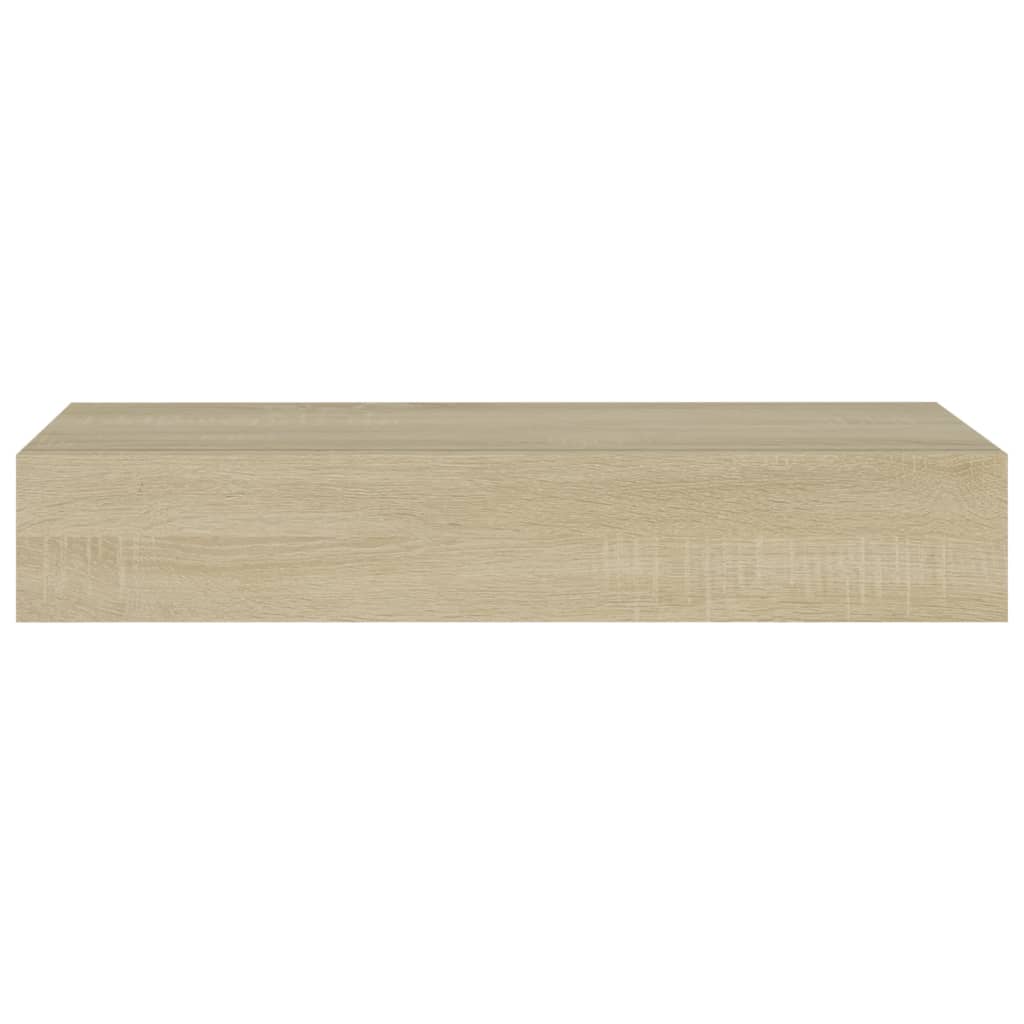 Veggmonterte skuffehyller 2 stk eik 60x23,5x10 cm MDF