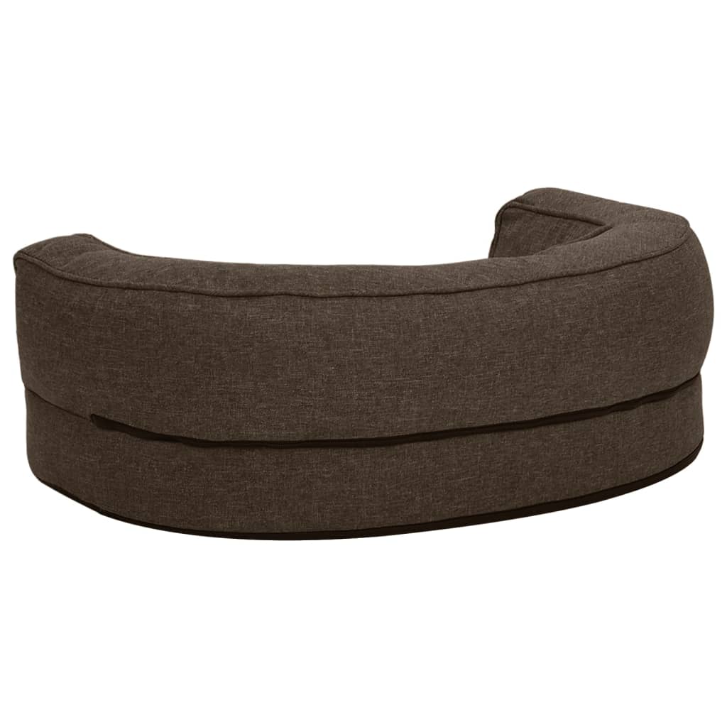 Ergonomisk hundeseng med linutseende og fleece 60x42 cm brun