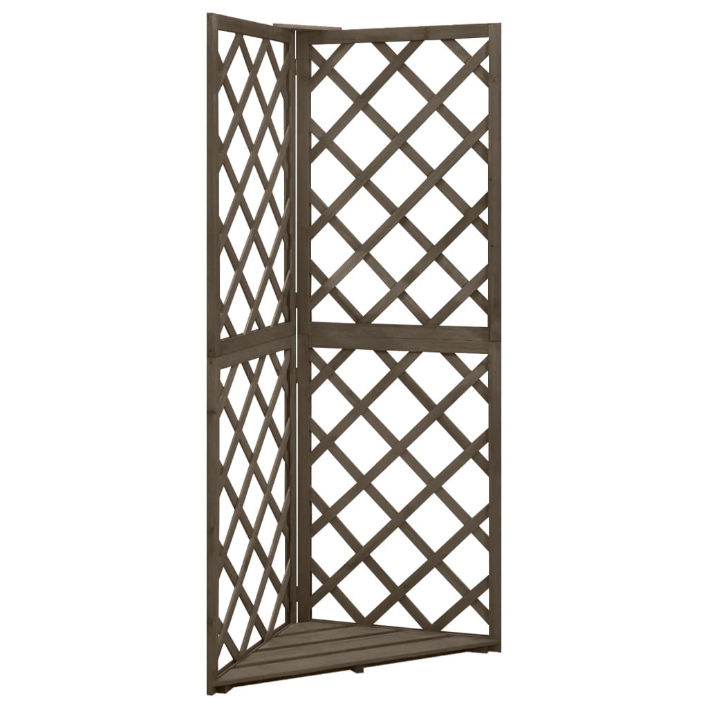 Hjørneespalier grå 50x50x145 cm heltre gran