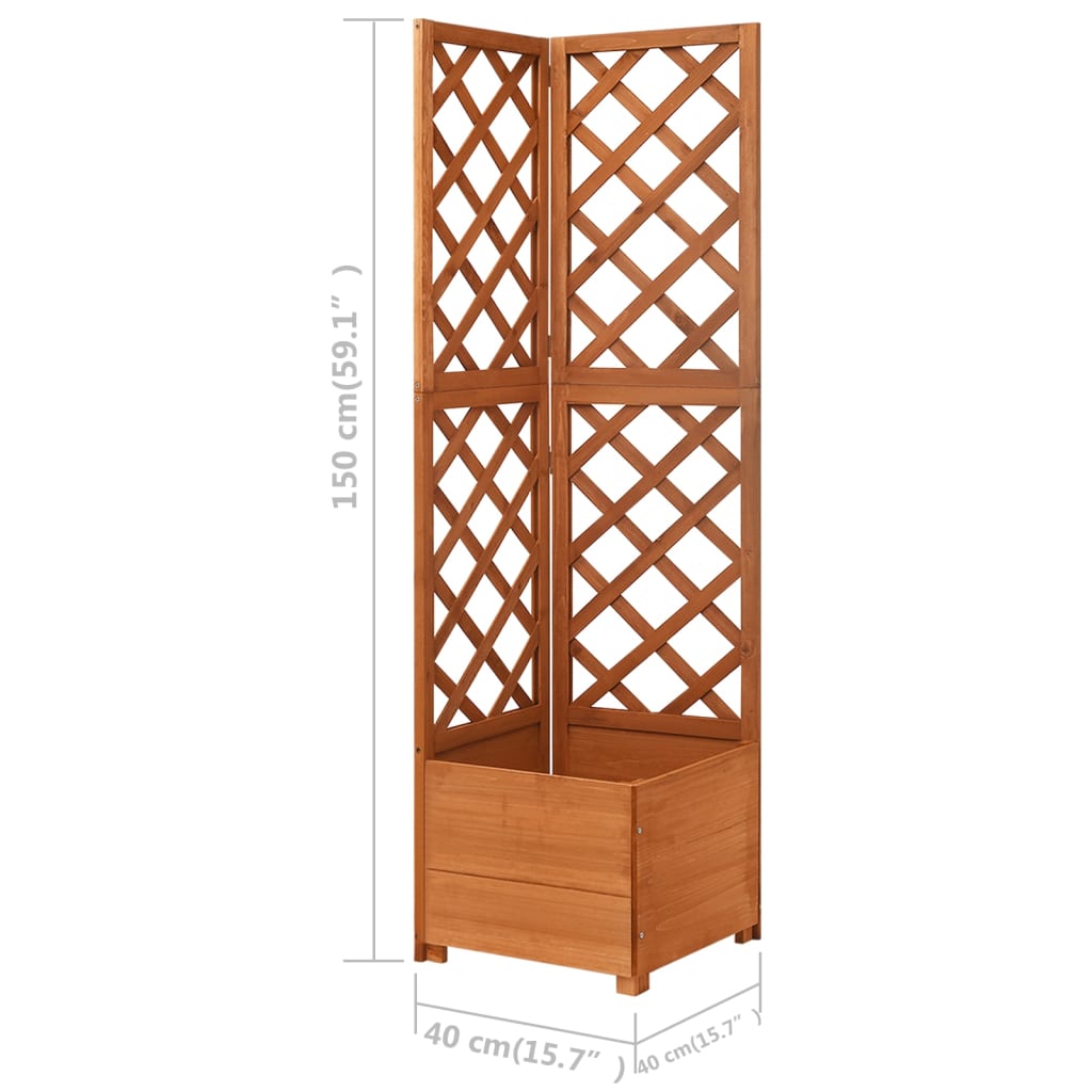 Blomsterkasse med espalier hjørne 40x40x150 cm heltre gran