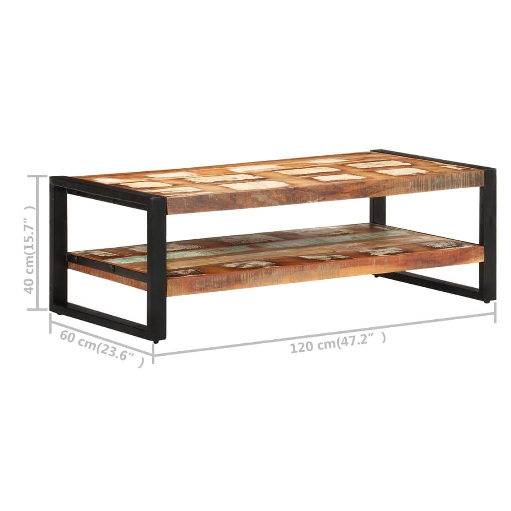 Salongbord 120x60x40 cm gjenvunnet heltre