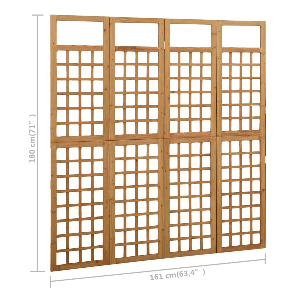 Romdeler/espalier 4 paneler heltre gran 161x180 cm