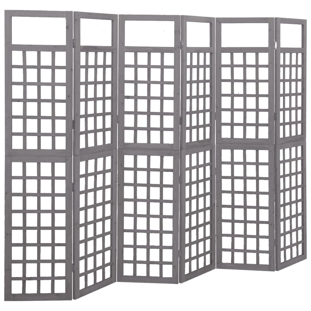 Romdeler/espalier 6 paneler heltre gran grå 242,5x180 cm
