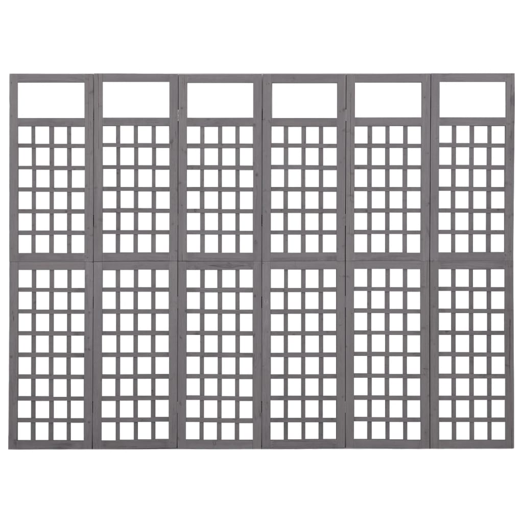 Romdeler/espalier 6 paneler heltre gran grå 242,5x180 cm