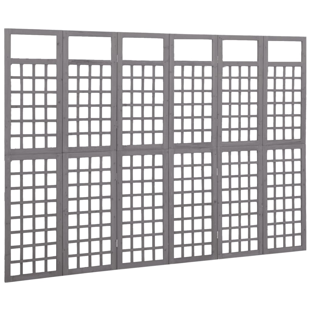 Romdeler/espalier 6 paneler heltre gran grå 242,5x180 cm