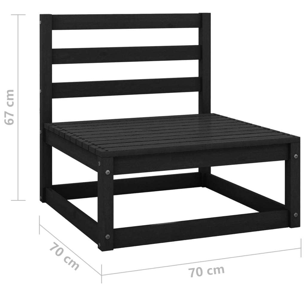 2-seters hagesofa svart heltre furu