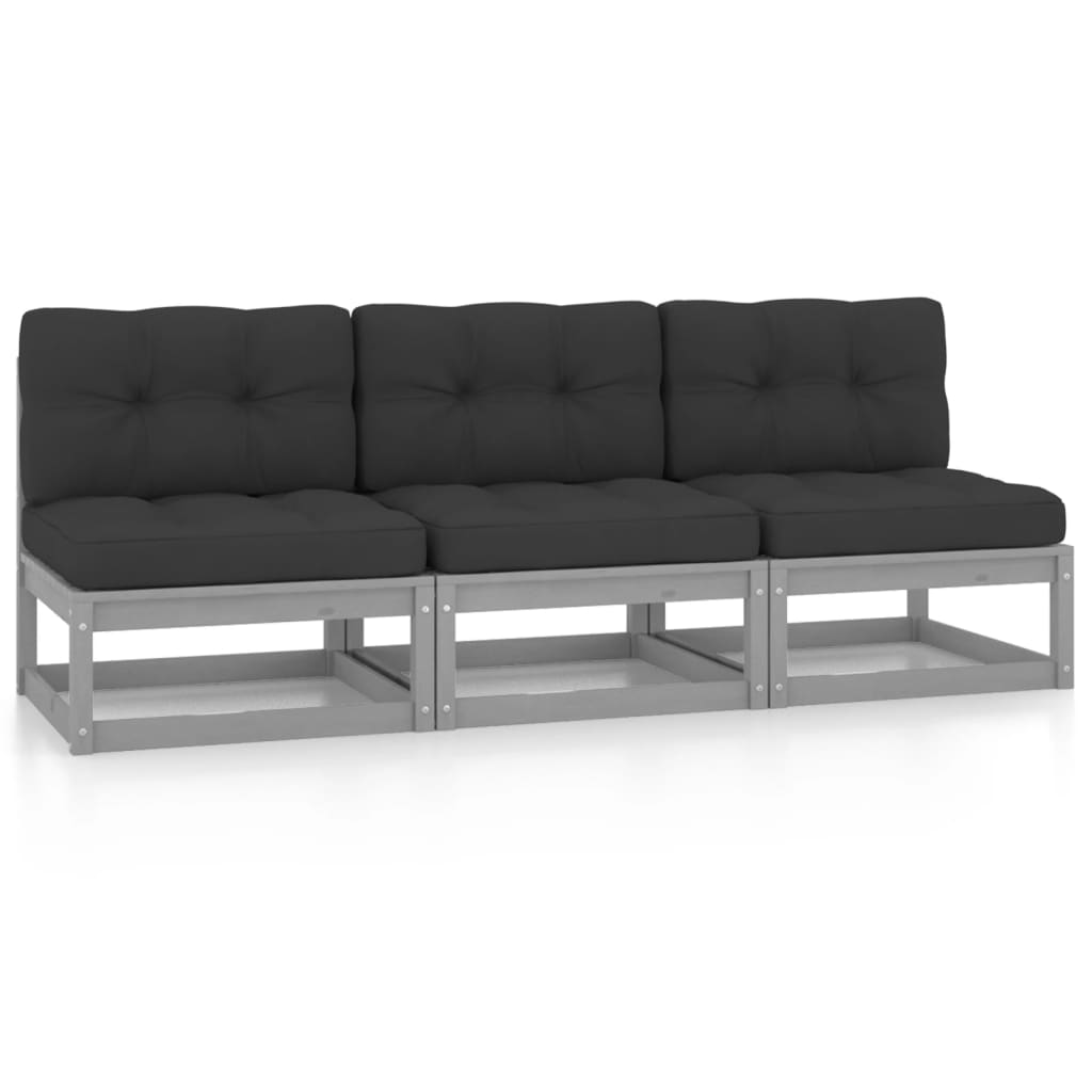 Sofa med puter 3-seters heltre furu