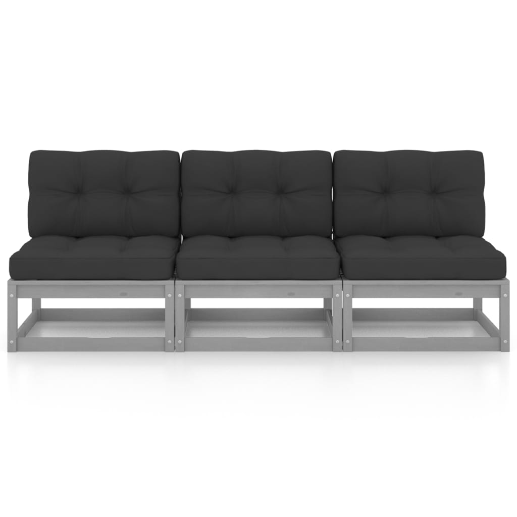 Sofa med puter 3-seters heltre furu