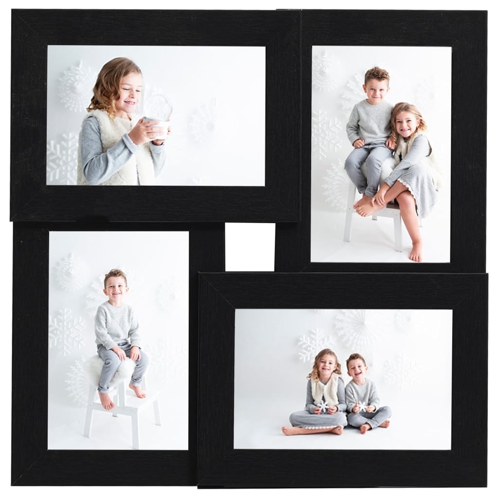 Fotorammekollasj for 4x(10x15 cm) bilde svart MDF