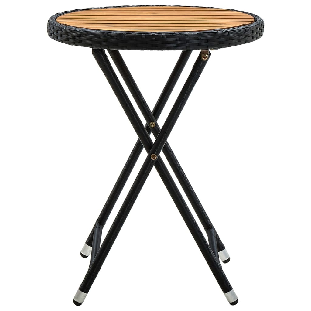 Tebord svart 60 cm polyrotting og heltre akasie