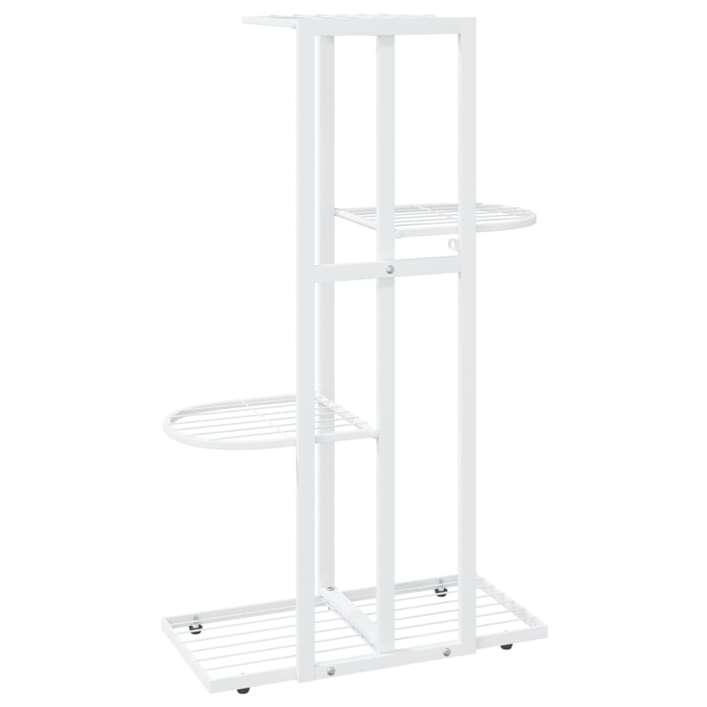Blomsterstativ med 4 etasjer 43x22x76 cm hvit metall
