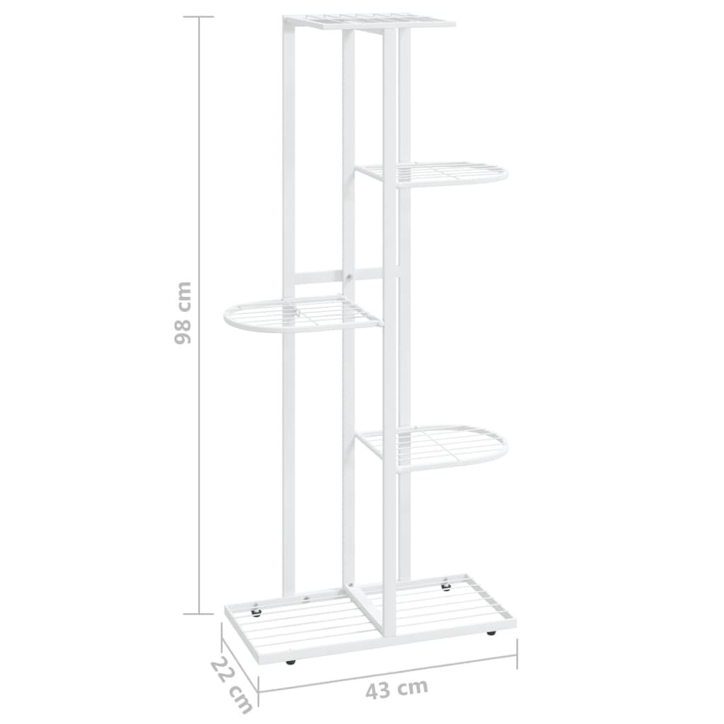 Blomsterstativ 5 etasjer 43x22x98 cm hvit metall