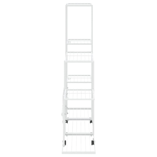 Blomsterstativ med hjul 94,5x25x92,5 cm hvit metall